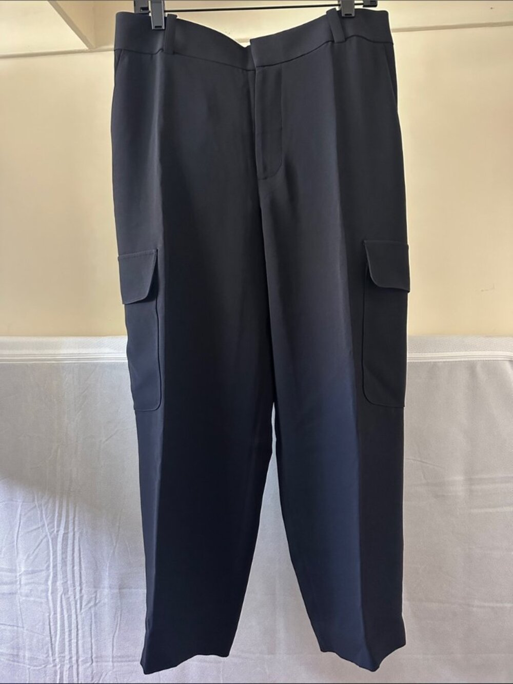 New Frame high rise crepe straight leg relaxed ankle cropped cargo trouser pants - Picture 5 of 11
